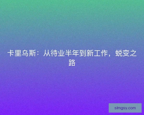 卡里乌斯：从待业半年到新工作，蜕变之路