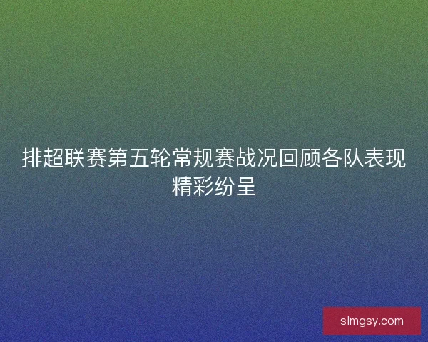排超联赛第五轮常规赛战况回顾各队表现精彩纷呈