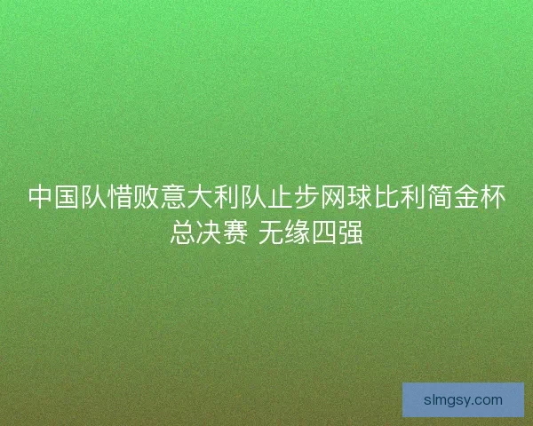 中国队惜败意大利队止步网球比利简金杯总决赛 无缘四强