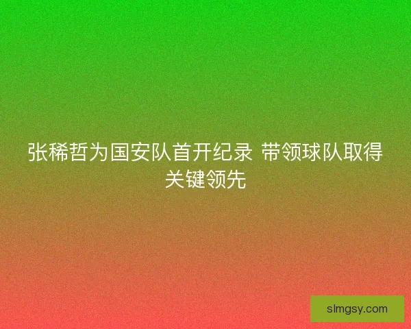 张稀哲为国安队首开纪录 带领球队取得关键领先