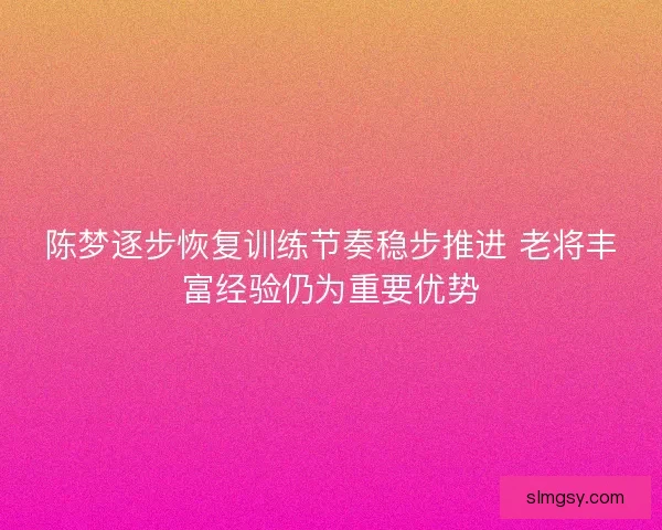 陈梦逐步恢复训练节奏稳步推进 老将丰富经验仍为重要优势
